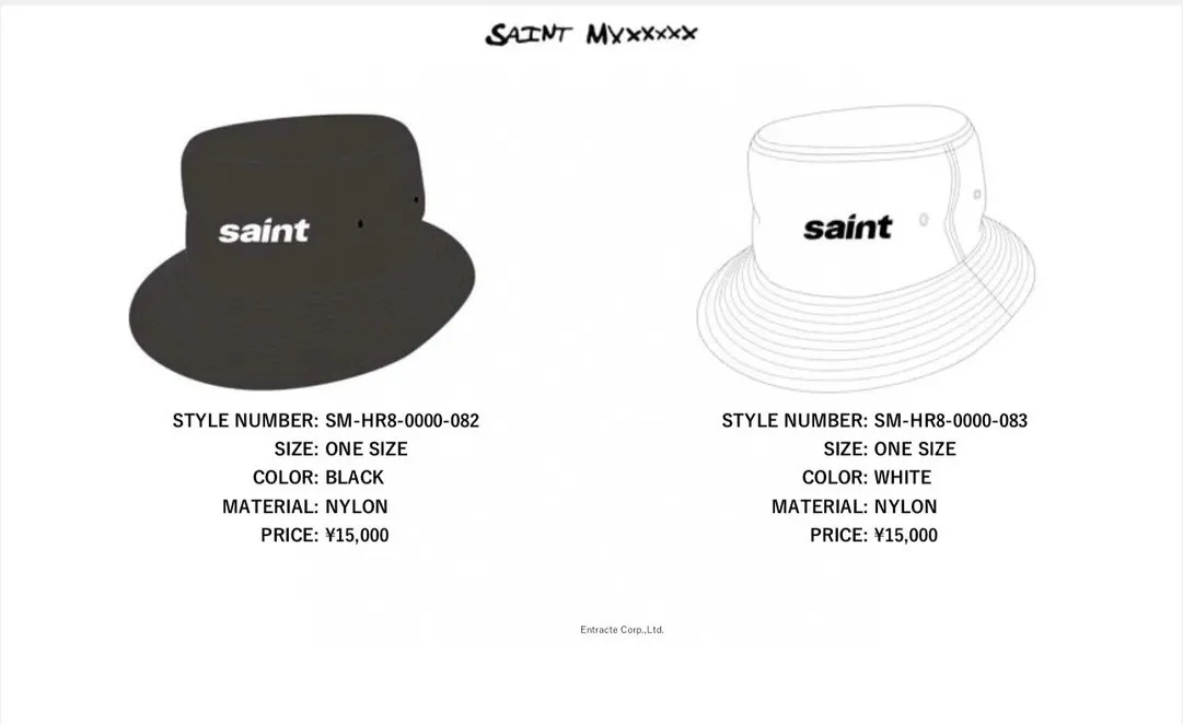 P78💰 SAINT official website 25SS new classic embroidered letter small label fisherman hat color: black milky white
